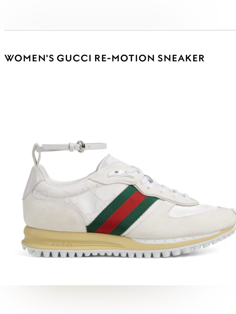 Gucci white   Low-Top Sneakers with Green and Red Web Detail  with ankle strap